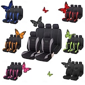 cheap Car Seat Covers-9PCS Butterfly Car Seat Covers Full Set, Universal Fit Breathable Fabric Automotive Seat Protectors for Cars SUVs Trucks Sedans, Stylish Butterfly Embroidery Interior Accessories