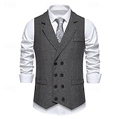preiswerte Herren Kostüme der 1920er Jahre-Goldene Zwanziger 1920er Retro Vintage Weste Der große Gatsby Doppelreihiger Verschluss Fischgrät-Tweed Gekerbtes Revers Kostüm Herren Wiederbelebung Hochzeitsfeier Alltagstauglich Erwachsene Weste