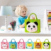abordables Regalos-Bolso de mano creativo para pintar con hilo para niños, paquete de 3/6 bolsos de fieltro con animales surtidos al azar, bolso de mano de costura hecho a mano, arte educativo &amp;Actividad manual, lindos