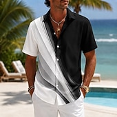 cheap Geometric Pattern-Men's Geometric Abstract Art Shirt Summer Shirt Button Up Shirt Short Sleeve Fashion Casual Daily Outdoor Work Summer Spring Turndown 3D Print Button Up Shirts Black 1 Black 3 Black Yellow Black 2