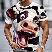  Men's Animal Cows T Shirt Short Sleeve T shirt 3D Print Crew Neck Shirt Funny Casual Daily Street White Dark Gray Gray Summer Spring Clothing Apparel S M L XL 2XL 3XL