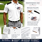  4th of July 2026 250th Men's American US Flag Golf Sports Polo Shirts Short Sleeve Polo Shirts Collared Shirts Casual Athleisure Buttons Spring & Summer Blue White Red