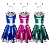 voordelige Dameskostuums-Jurken Outfits Fancy kostuum Buitenaards kostuum Ruimtemeisje Cosplay Glanzend latex patent Metallic Kinderen Volwassenen Dames Halloween Carnaval Boekenweek Feest Prestatie Aankleden