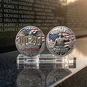  DD-214 Veteran Pride Challenge Coin, 250 Years of American History Commemorative Coin, Veteran Appreciation Collectible Coin, Earned Not Given Patriotic Military Gift