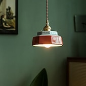 tanie Światła wysp-Mała lampa wisząca z zielonego szkła, niebiesko-białej porcelany, czerwona ceramiczna lampa wisząca, nowoczesna lampa nordycka do jadalni, sypialni, kuchni, wyspy, domu wiejskiego, kawiarni