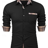 economico Camicie eleganti da uomo-Da uomo Camicia Camicia elegante Camicia con Bottoni Bianco Nero Rosa Blu marino Manica Lunga Blocco di colori Bavero Casuale Quotidiano Tasca Frontale Abbigliamento Moda Casual Confortevole
