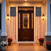 abordables 250e Anniversaire-Bannière lumineuse patriotique américaine (1 pièce) pour porche, décorations extérieures pour le 4 juillet, 250e anniversaire des États-Unis, étoiles et rayures, bannière pour porte d'entrée ou patio.