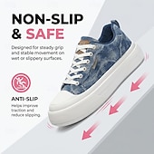cheap Casual Lace-Up Shoes-Men's Blue Denim Sneakers – Lightweight Lace-Up Casual Shoes, Breathable Comfort Footwear for Travel, Weekend Leisure and Everyday Wear