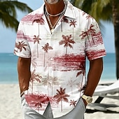 economico Piante tropicali-Per uomo Palma di Cocco Piante Tropicali Camicia hawaiana estiva Camicie tropicali Camicia Aloha Manica Corta Hawaiano Quotidiano Vacanza al Mare Estate Primavera Collo ripiegato Stampa 3D Camicie