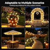 preiswerte Solar-Außenleuchten-12m Lichterketten 100 LEDs Solarmodul Warmweiß Kaltweiß Rot Kreative Lichterketten Festtagslichter Halloween Innenbereich Kreativ USB-betrieben Solarbetrieben