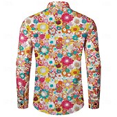 billiga Blast-Retro / vintage Boho 70-talet Skjorta Hippie Blommig Maskeradkläder Herr Halloween Karnival musikfestival Retro-temafest Vuxna Skjorta