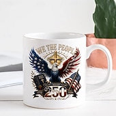  250th Anniversary Christian Mug, Patriotic We The People Eagle Cross Bible Coffee Cup, Faith Freedom Future 1776-2026 Ceramic Mug, America 250 Years Celebration Gift for Veterans, Conservatives, Chris