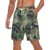 cheap Holiday-Men's Lightweight Cargo Shorts Comfort Waist Tactical Cargo Shorts Casual Shorts Drawstring Elastic Waist Multi Pocket Camouflage Quick Dry Knee Length Casual Outdoor Streetwear Fashion Streetwear