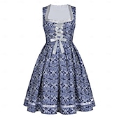 abordables Conjunto de Dirndl-Oktoberfest Vestido de dirndl Conjunto de dirndl Blusa con falda acampanada Jacquard Encaje Mucama Alemán alpino Herencia prados Mujer Carnaval Festival de Cerveza Paño de estilo tradicional