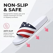 abordables Pantuflas y chanclas de hombre-Sandalias planas para hombre con estampado de bandera, zapatos de verano sin cordones con punta abierta, sandalias casuales ligeras para festivales de música, playa, piscina y uso diario.
