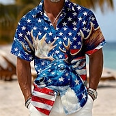 cheap Patriotic 250 Shirts-4th of July 2026 250th Men's American US Flag Shirt Summer Shirt Short Sleeve Patriotic Daily Streetwear Summer Spring Turndown 3D Print Button Up Shirts Blue Blue 2# Blue 1# White Red