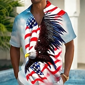 economico Modello di bandiera-Per uomo 4 luglio, 250° anniversario degli Stati Uniti Aquila Bandiera degli Stati Uniti Camicia Camicia Estiva Camicia con Bottoni Manica Corta Patriotico All'aperto Ferie Estate Primavera Collo