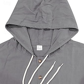 economico Vacanza-Da uomo Camicia Camicia di lino Camicia Estiva Abbigliamento da spiaggia Camicia con Bottoni Semplice Casuale Quotidiano Nero Bianco Giallo Blu marino Manica Lunga Con Cappuccio Primavera &amp; Estate