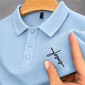  Bărbați 100% Βαμβάκι Polo brodat Casual Afaceri Răsfrânt Manșon scurt De Bază Timp Liber Culoare solidă Texturat Brodat Nasturi Primavara vara Albastru piscină Alb Negru Roz Îmbujorat Trifoi 100