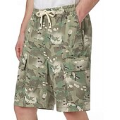 cheap Holiday-Men's Lightweight Cargo Shorts Comfort Waist Tactical Cargo Shorts Casual Shorts Drawstring Elastic Waist Multi Pocket Camouflage Quick Dry Knee Length Casual Outdoor Streetwear Fashion Streetwear