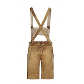 cheap Lederhosen Set-Oktoberfest Bundhosen Shorts Lederhosen Above Knee Embroidered German Alpine Heritage Wiesn Men's Carnival Beer Festival Traditional Style Cloth