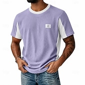 cheap Waffle Knit Tee-Men's Waffle T-shirt Tee Top Short Sleeve Crew Neck Summer Spring All Seasons Solid Color Fashion Designer Casual Color Block Casual Daily Outdoor Light Blue Black Light Green Top Tee for Men
