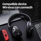 abordables Écouteurs Bluetooth sans fil-Casque sans fil Lenovo ThinkPlus supra-auriculaire, Bluetooth 5.3 avec micro, son stéréo haute fidélité avec basses profondes, oreillettes douces, pliable, idéal pour les jeux, les voyages et le
