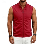 abordables Vestes de course-Homme Couleur Unie Gilet de course à pied Veste softshell Débardeur Rembourré Été Printemps Automne Avec Poches Fermeture intégrale Sans manches Séchage Rapide Léger Respirant Salle de sport Pêche