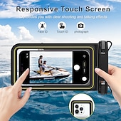 preiswerte wasserdichte Handytasche-Universelle, schwimmfähige und wasserdichte Handyhülle, IP68-zertifizierte Unterwasser-Trockentasche mit Trageband für iPhone 17, 16, 15 Pro Max, Samsung S26, S25 Ultra, Pixel – klares Kamerafenster