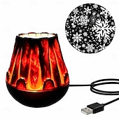 voordelige Binnenshuis- en feestverlichting-Halloween-kerstprojectorlamp met realistisch vlammenpatroon, dynamische pompoen-, spook-, sneeuwvlok- en kerstmanprojectielamp, USB 5V-voeding, feestelijk nachtlampje voor slaapkamer en woonkamer.