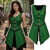 ieftine Rochie-Medieval Renascentist Rochii Arme si Armuri Γιλέκο Războinic Fecioara scutului Barbar Costume de fancy Pentru femei Viching Fantezie Halloween Carnaval Performanță LARP Ren Faire Adulți Rochie