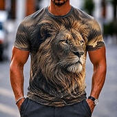  Hombre Animal León Camiseta Manga Corta Camiseta Impresión 3D Cuello Barco Camisa Gracioso Casual Diario Calle Marrón Marrón 2 Gris Verano Primavera Ropa S M L XL 2XL 3XL