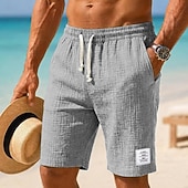 economico Vacanza-Per uomo Shorts Pantaloncini Estivi Shorts da Spiaggia Pantaloncini casual Coulisse Elastico in vita Tinta unica Testurizzato Comodità Traspirante Corto Casuale Quotidiano All'aperto Moda Retr