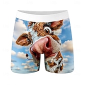  Herren Tiermotiv Kuh Dehnbare Boxershorts Badeshorts Boxer-Badeshorts Lustig Lässig Heim Strandurlaub Elastischer Bund Feuchtigkeitsableitend Atmungsaktive Unterwäsche Designer Bekleidung