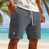 economico Pantaloncini casual-Per uomo Pantaloncini Waffle Pantaloncini Estivi Shorts da Spiaggia Pantaloncini casual Coulisse Elastico in vita Tinta unica Comodità Lunghezza al ginocchio Quotidiano All'aperto Abbigliamento