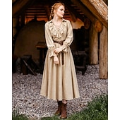  Medieval Renascentist Rochii Mâneci Lungi Pirat Viching Costume de fancy Pentru femei Pirat Fantezie Halloween Carnaval Performanță LARP Ren Faire Adulți Rochie