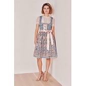 cheap Dirndl Dresses-Oktoberfest Dirndl Dress Midi Length Lace Maid Romantic Bavarian Munich Wiesn Women's Traditional Style Cloth Without Blouse (60CM)