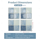 abordables Papel pintado-24 adhesivos 3D para azulejos de pared, adhesivos autoadhesivos para salpicaderos con efecto de azulejo y patrón a cuadros, paneles de pared impermeables y removibles para cocina, dormitorio, sala de