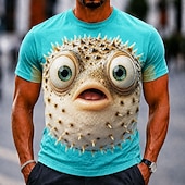  Voor heren dier Vissen T-shirt Korte mouw T-shirt 3D-afdrukken Strakke ronde hals Overhemd Grappig Casual Dagelijks Straat blauw Blozend Roze Groen Zomer Lente Kleding S M L XL 2XL 3XL