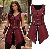 ieftine Rochie-Medieval Renascentist Rochii Arme si Armuri Γιλέκο Războinic Fecioara scutului Barbar Costume de fancy Pentru femei Viching Fantezie Halloween Carnaval Performanță LARP Ren Faire Adulți Rochie