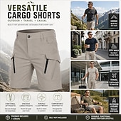 cheap Outdoor-Men's Lightweight Cargo Shorts Comfort Waist Tactical Cargo Shorts Quick Dry Multi Pocket Plain Knee Length Casual Outdoor Streetwear Fashion Streetwear Khaki Black Inelastic