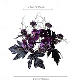 abordables Fleurs et couronnes artificielles-Lot de 2 anneaux de bougies artificiels en forme de roses pour Halloween, couronnes florales noires pour bougies piliers, décorations de table d'Halloween, centres de table gothiques, décoration de