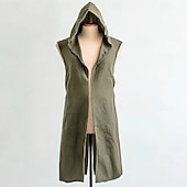 cheap Outfits-Retro Vintage Medieval Renaissance Waist Belt Hooded Cloak Arm Guards Sleeveless Archer Ranger Solid Color Fancy Dress Men's Fantasy Masquerade Party Renaissance Fair LARP Adults' Cloak Waist Belt