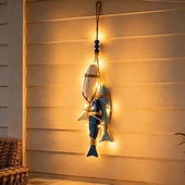 cheap Decorative Lights-Lighted Wooden Fish &amp; Starfish Wall Decor – Beachy Wall Decor with Warm LEDs, Coastal Nautical Hanging Decor for Bathroom, Porch &amp; Beach House