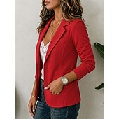  Damen Blazer Atmungsaktiv Patchwork Tasche Knöpfe Vintage Lässig Gekerbtes Revers Normale Passform Langarm Oberbekleidung Weiß Babyblau Khaki Frühling Herbst