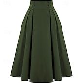 voordelige Bodems-Retro vintage Jaren '50 rockabilly Lange Lengte Swing rok Effen Kleur Kostuum Dames Maskerade Casual Alledaagse kleding Teaparty Volwassenen Rok