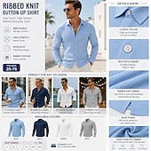 Χαμηλού Κόστους Ανδρικά Smart Casual πουκάμισα-Ανδρικά Πουκάμισο Πλεκτό με ραβδώσεις Casual πουκάμισο Πουκάμισο με γιακά Πουκάμισο με κουμπιά Θαλασσί Λευκό Βαθυγάλαζο Γκρίζο Μακρυμάνικο Σκέτο Γιακάς Causal Καθημερινά Κοτλέ Ρούχα Πολυεστέρας