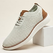 ieftine Pantofi casual cu șireturi-Pantofi sport casual business pentru bărbați, respirabili, tricotați, cu șireturi, ușori și confortabili, pentru birou, călătorii, plimbări zilnice, ținute smart casual și weekend