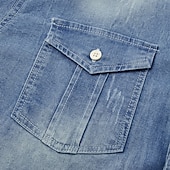 cheap Men's Denim Shirts-Men's Shirt Chambray Shirt Calico Shirt Button Up Shirt Casual Shirt Denim Shirt Denim Blue Black Dark Navy Blue Long Sleeve Plain Collar Daily Vacation Clothing Apparel Cotton Fashion Casual