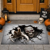  Halloween 3D Optical Illusion Doormat Skeleton Hand Front Door Mat Cracked Floor Skull Indoor Outdoor Entrance Rug Scary Halloween Porch Decor